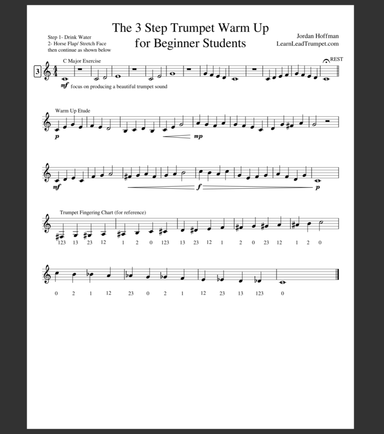 The 3 Step Trumpet Warm Up for Beginner Students Learn Lead Trumpet
